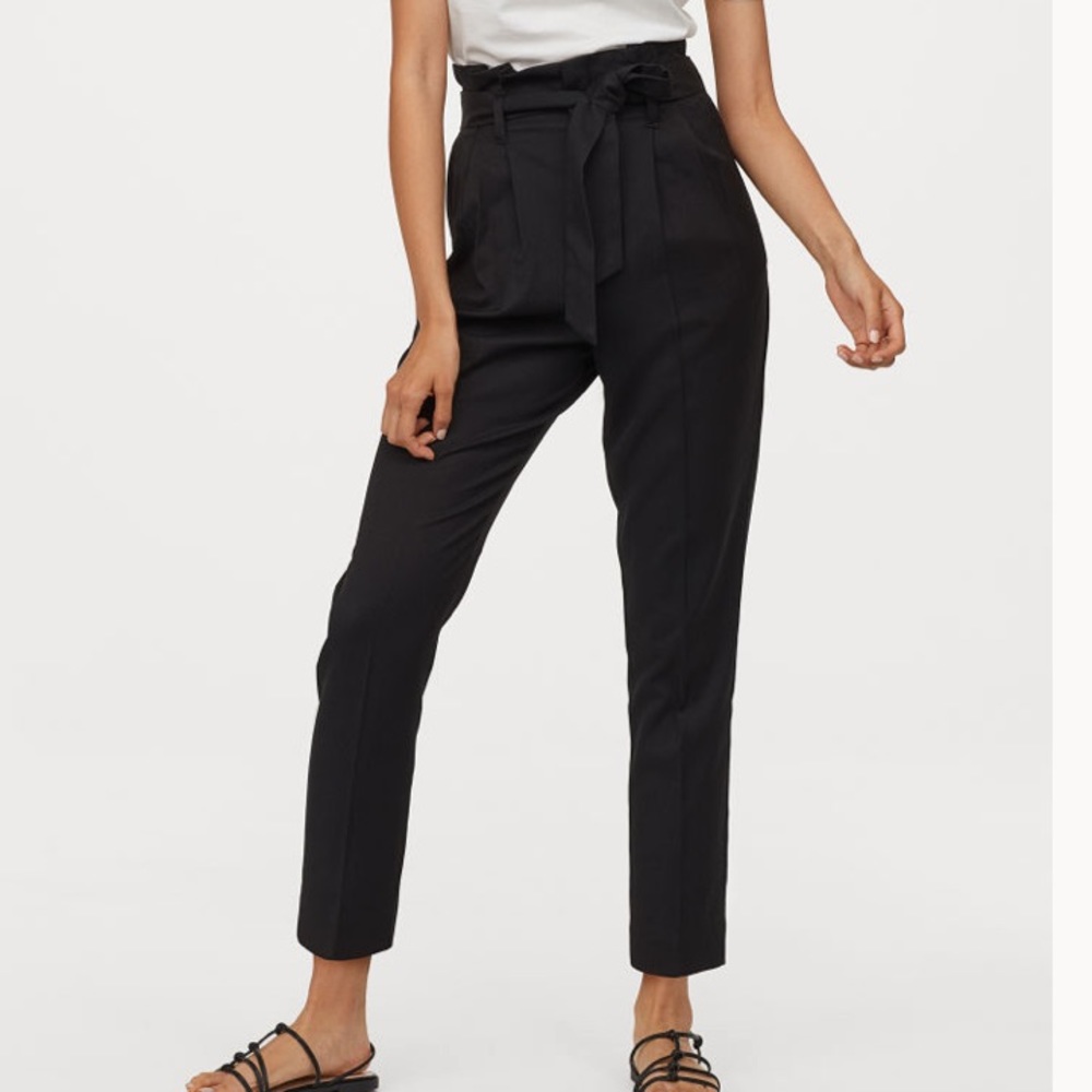 H&M black high waisted paper bag pants